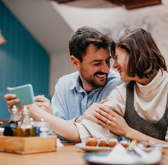 Couple enjoying dinner